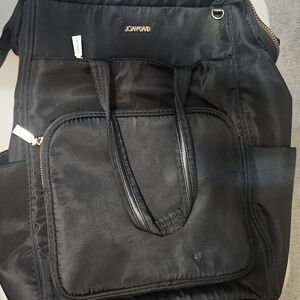 Joan & David Twill Nylon Workbook Laptop Backpack in black.